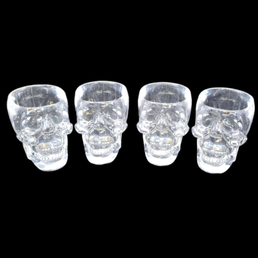 NEW 4"CRYSTAL HEAD" VODKA SKULL PLASTIC SHOT GLASSES